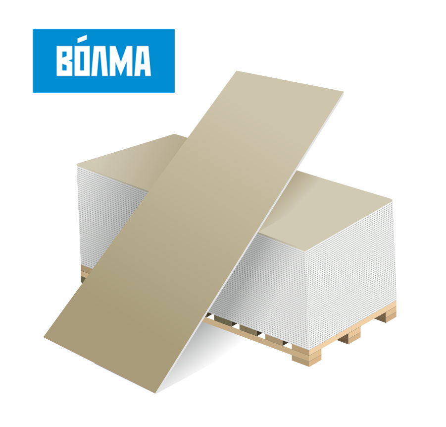 Гипсокартонный лист обычный УК ВОЛМА (ГКЛ) 9,5-1200-2500 мм